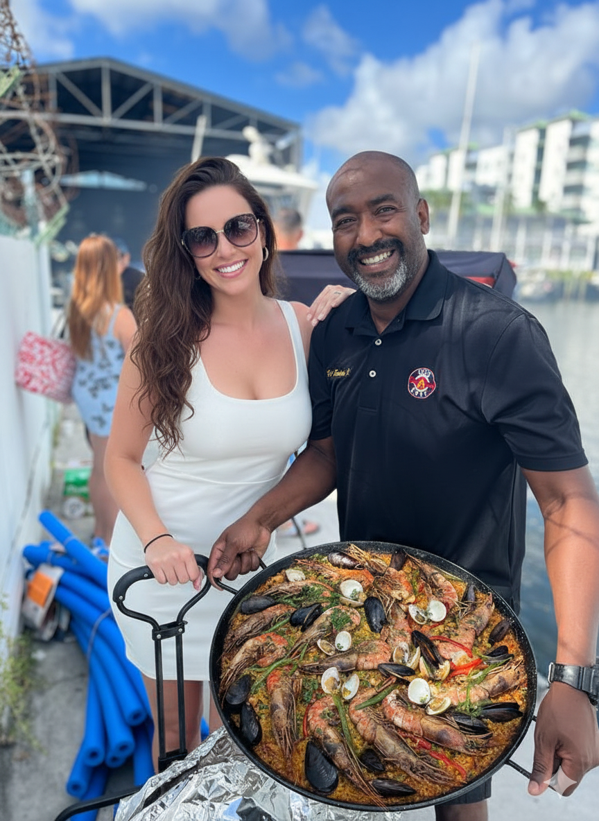 paella on Miami yacht