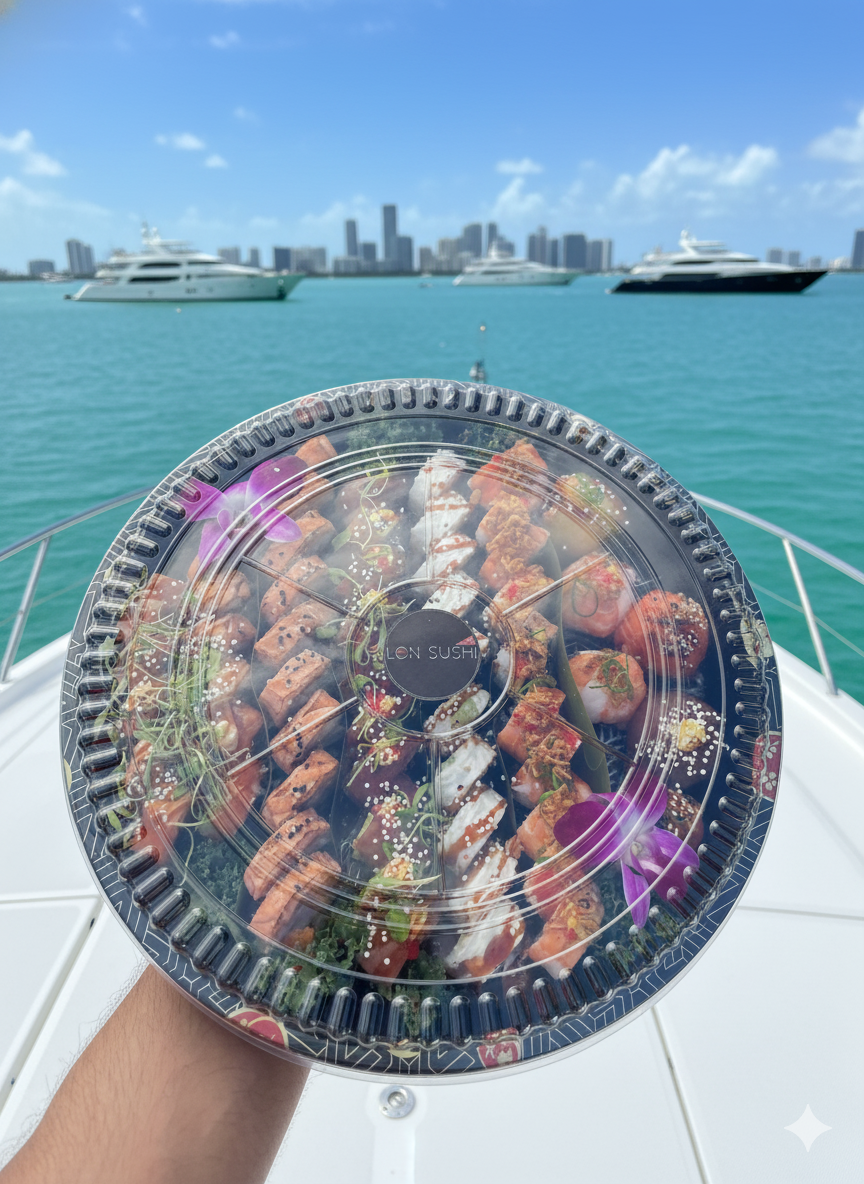 Sushi platter on a yacht in Miami