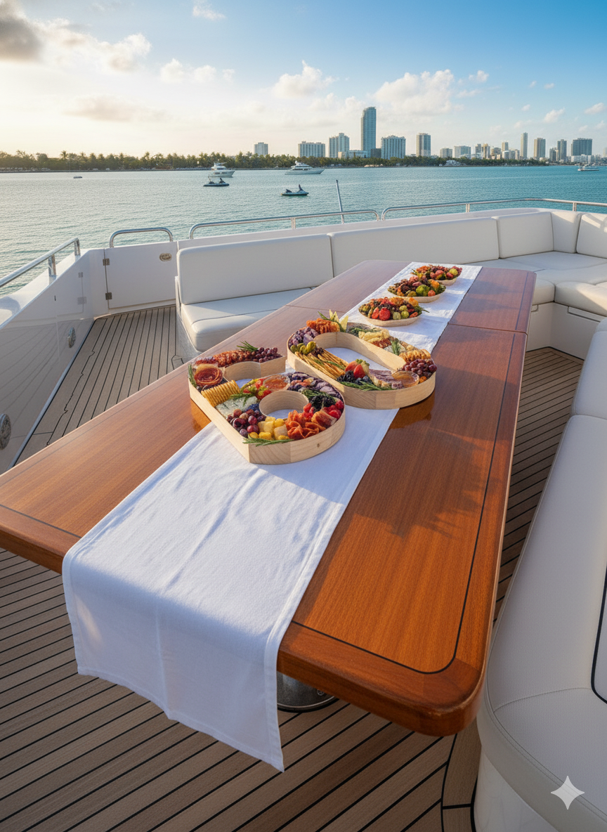 Birthday number charcuterie board on a yacht in Miami