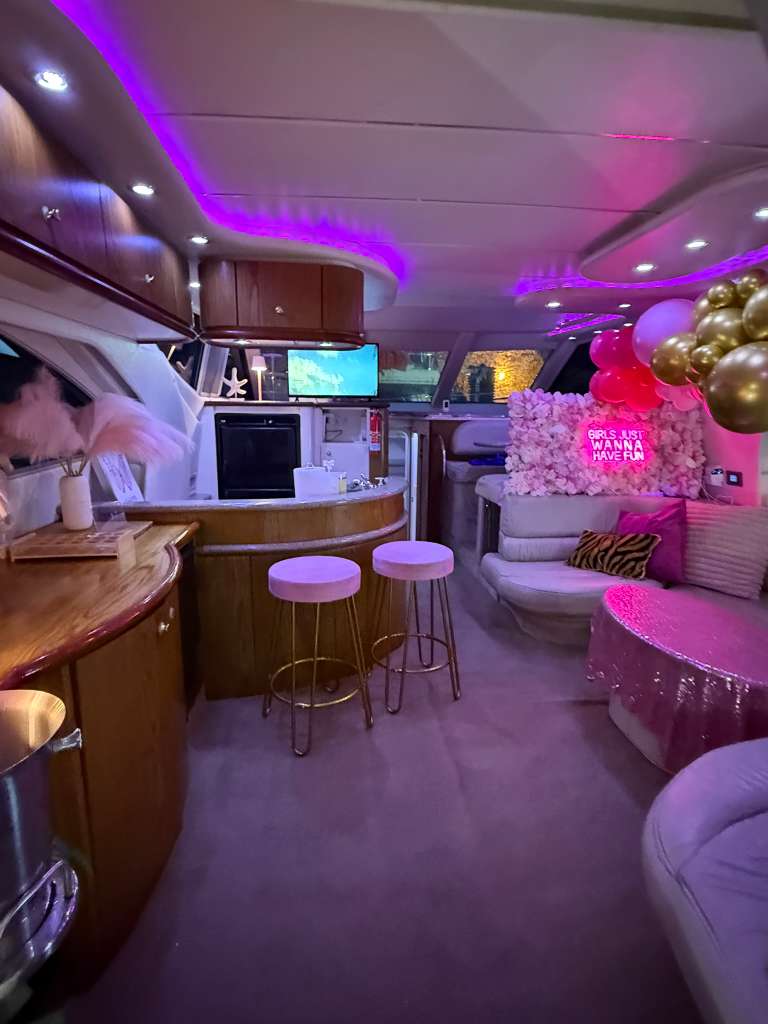 50ft Pink Maxum Miami Yacht Rental | Hello Kitty from $900 3 %Miami Yacht Rentals%