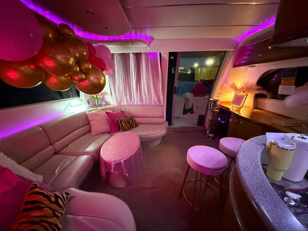 50ft Pink Maxum Miami Yacht Rental | Hello Kitty from $900 6 %Miami Yacht Rentals%