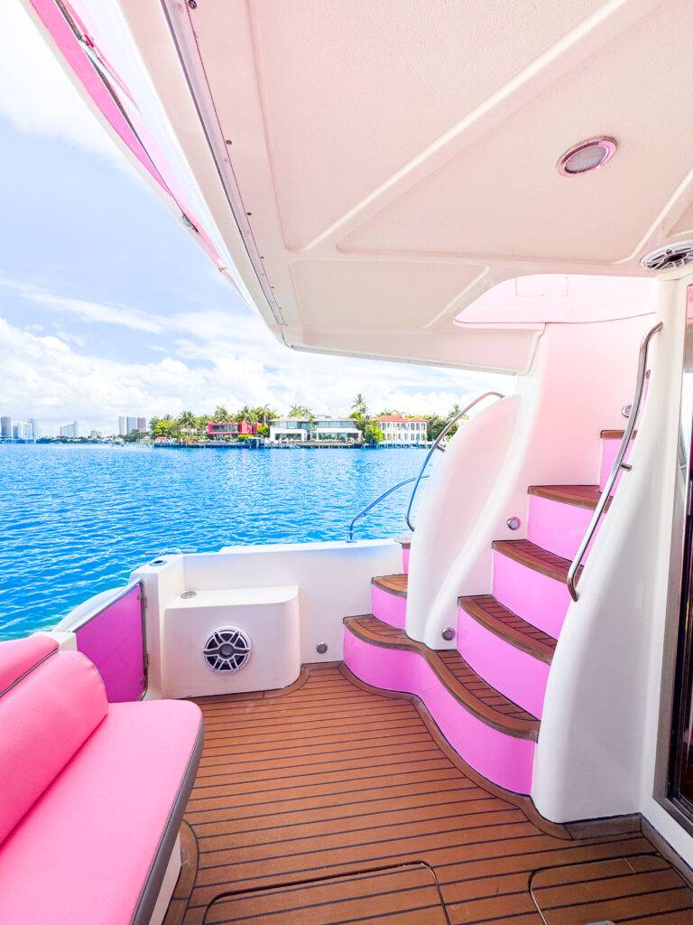 50ft Rodman Pink Miami Yacht Rental | Rosé Yacht from $1000 6 %Miami Yacht Rentals%