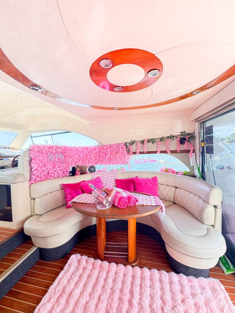 50ft Rodman Pink Miami Yacht Rental | Rosé Yacht from $1000 7 %Miami Yacht Rentals%
