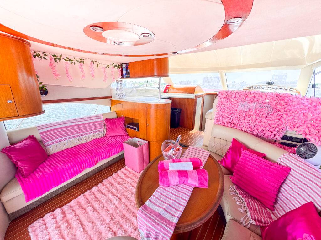 50ft Rodman Pink Miami Yacht Rental | Rosé Yacht from $1000 8 %Miami Yacht Rentals%