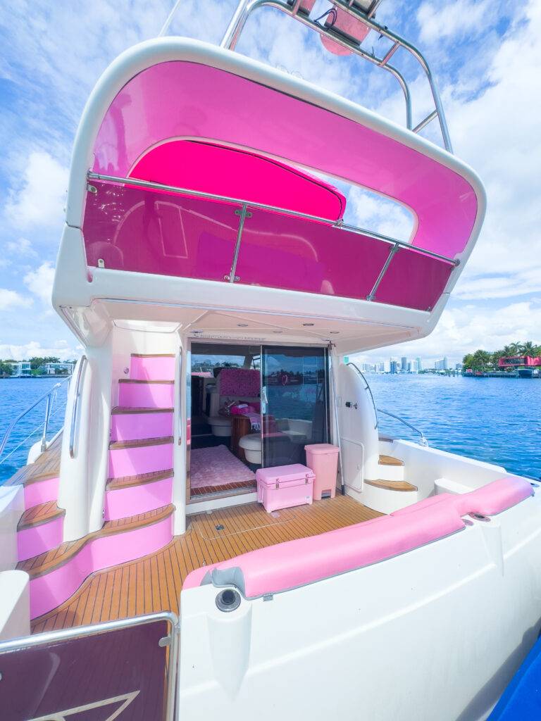50ft Rodman Pink Miami Yacht Rental | Rosé Yacht from $1000 5 %Miami Yacht Rentals%