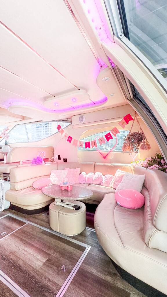 50ft Pink Maxum Miami Yacht Rental | The Barbie Yacht from $1000 8 %Miami Yacht Rentals%