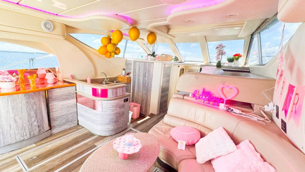 50ft Pink Maxum Miami Yacht Rental | The Barbie Yacht from $1000 6 %Miami Yacht Rentals%