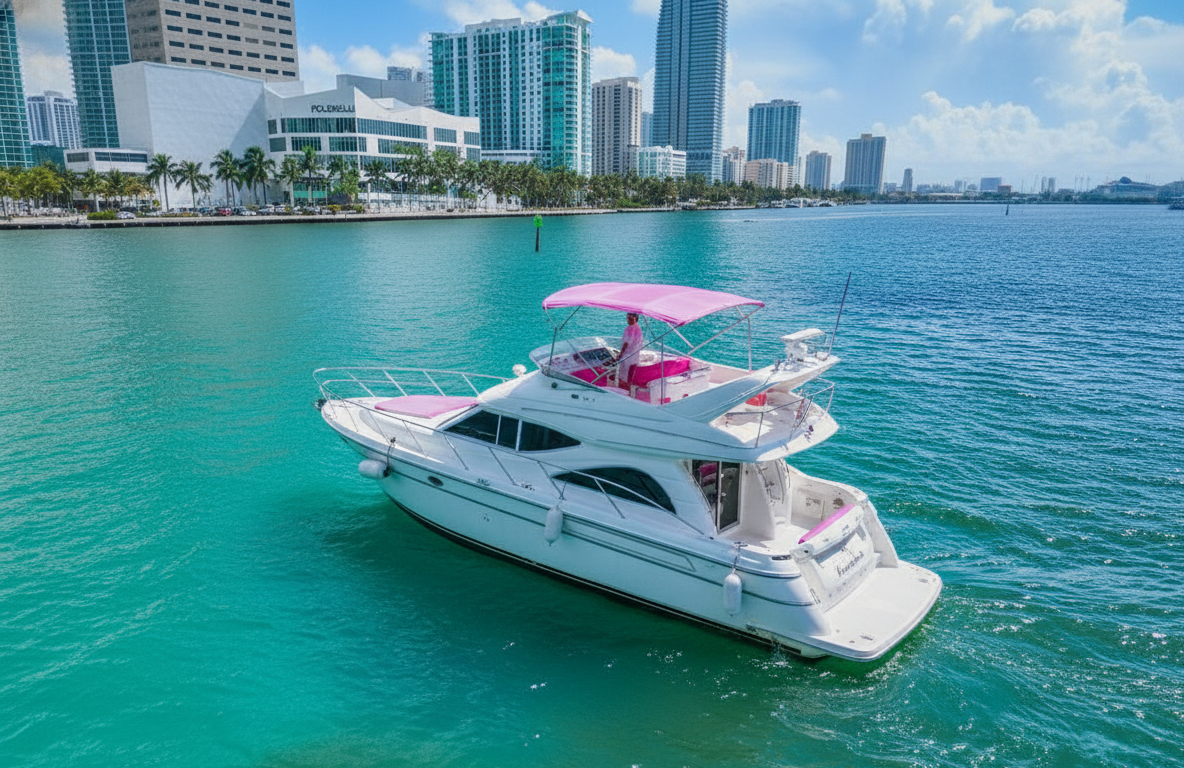 50ft Pink Maxum Hello Kitty - yate rosa en Miami para charters privados