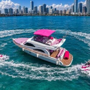 50ft Rodman “Rosé” | Pink Miami Yacht Charter 🍾 Pink Yachts from $1,100