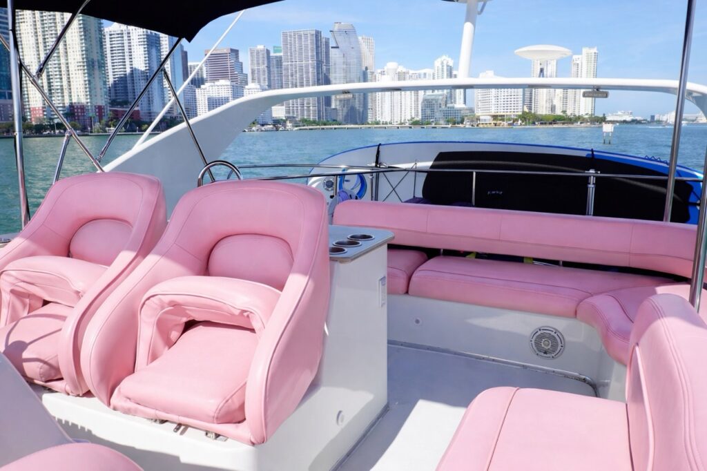 Silverton 50 ft Pink Escape Yacht — Regal Marina (Miami River) • Pink Yacht Charter 6 %Miami Yacht Rentals%