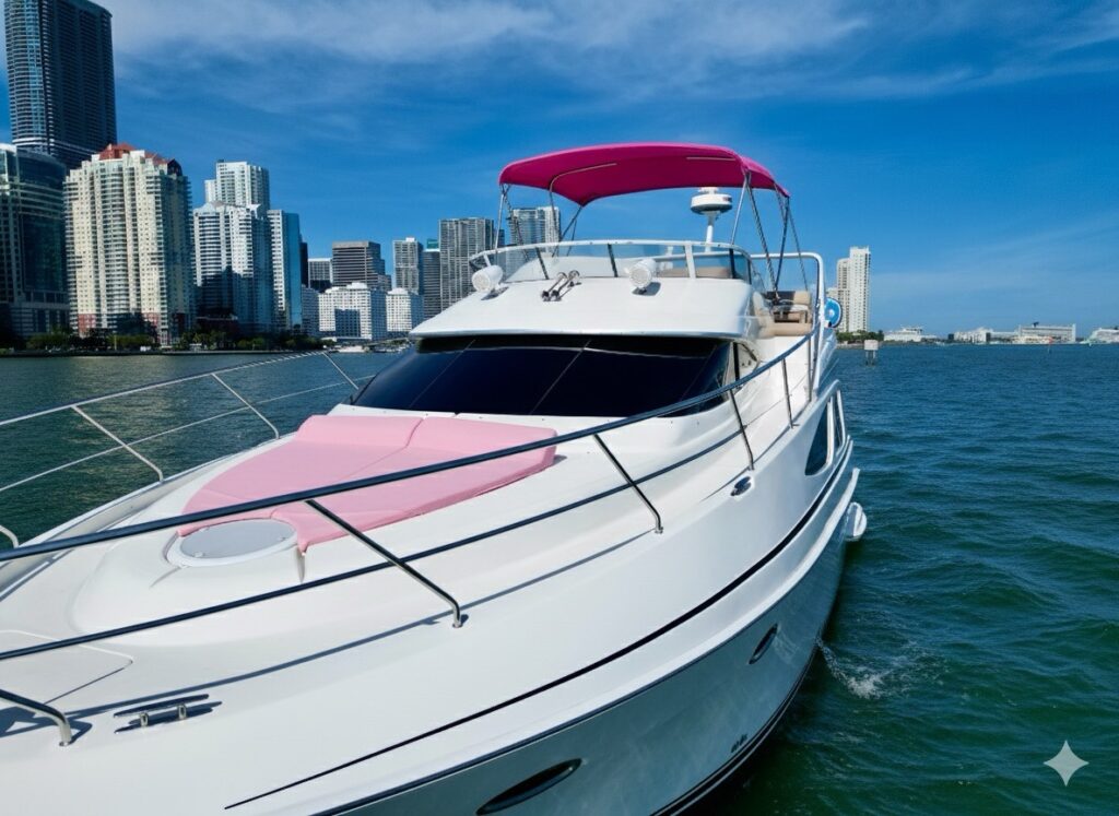 Silverton 50 ft Pink Escape Yacht — Regal Marina (Miami River) • Pink Yacht Charter 4 %Miami Yacht Rentals%