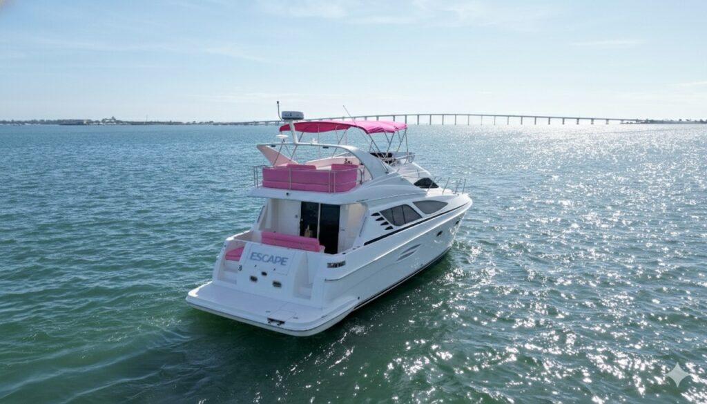 Silverton 50 ft Pink Escape Yacht — Regal Marina (Miami River) • Pink Yacht Charter 3 %Miami Yacht Rentals%