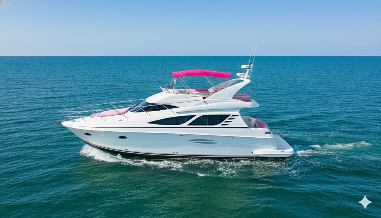 50ft Silverton Pink Escape — pink yacht rental in Miami