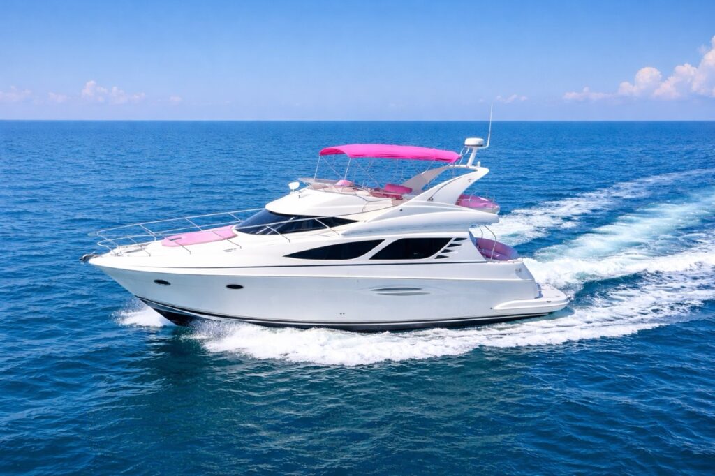 Silverton 50 ft Pink Escape Yacht — Regal Marina (Miami River) • Pink Yacht Charter 1 %Miami Yacht Rentals%