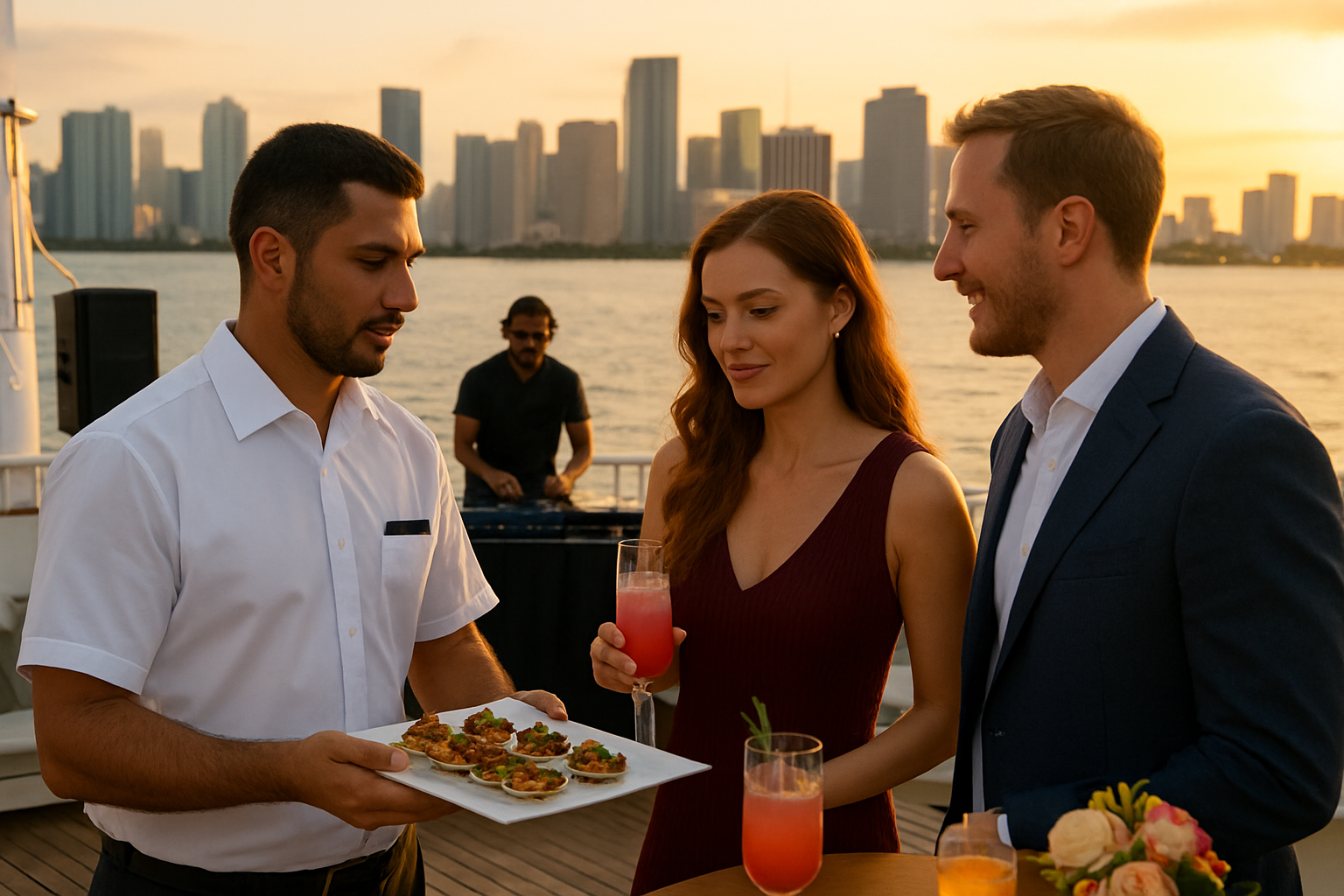 How to Plan a Yacht Party in Miami 6 On-board execution: catering, crew & music
